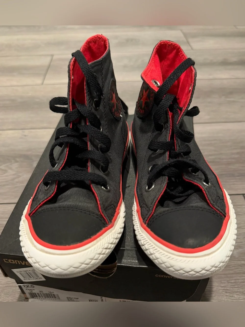 Kids Converse High-Top Sneakers - Black with Red Trim